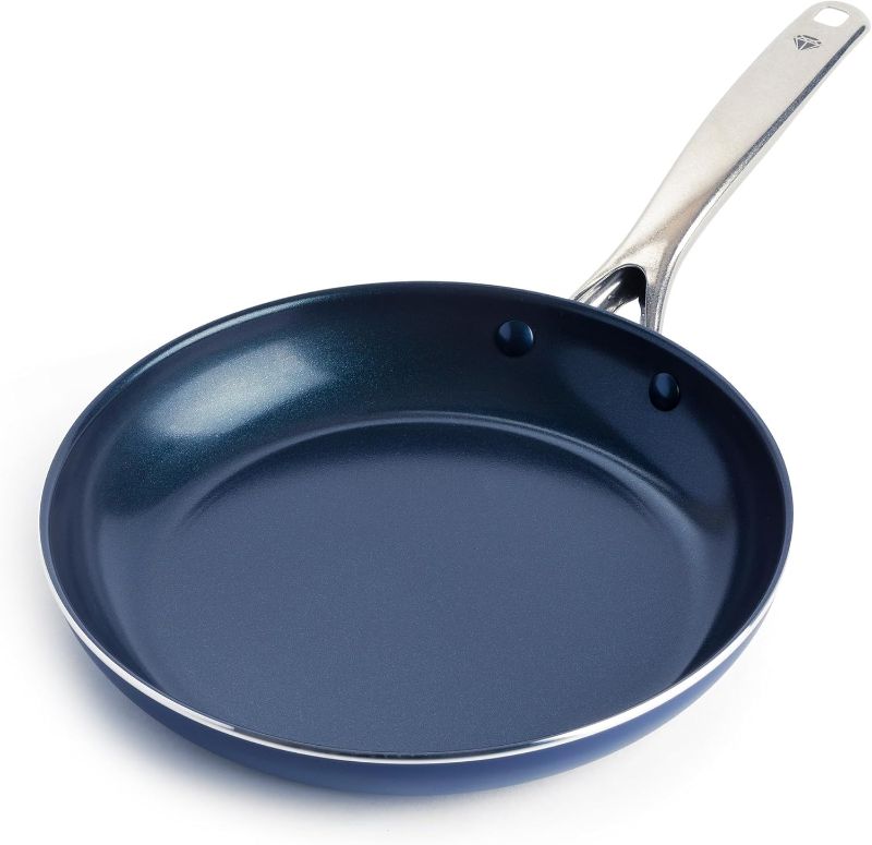 Photo 1 of  Blue Diamond Cookware 12" Frying Pan Skillet, Diamond Infused Healthy Ceramic Nonstick, PFAS and PFOA-Free, Dishwasher and Oven Safe, Even Heating, Metal Utensil Safe, Warp Control Base, Blue 