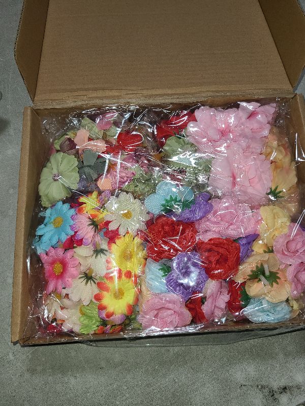 Photo 1 of 210 Pcs Mini Silk Flower Heads Small Fake Rose Daisy Faux Flowers Bulk for Crafts Artificial Loose Fabric Flowers Heads Sunflower Bulk for Wedding Hair Cap Dresses Decorations (Bright Colors Mixed)