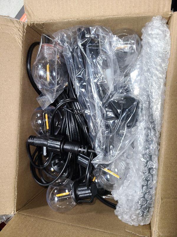 Photo 1 of addlon 56FT(50+6) Solar String Lights Outdoor with Remote, 27 Shatterproof G40 Bulbs, Solar Powered & USB Charging Patio Lights, Dimmable Waterproof Solar String Lights for Outside, Camping, Backyard