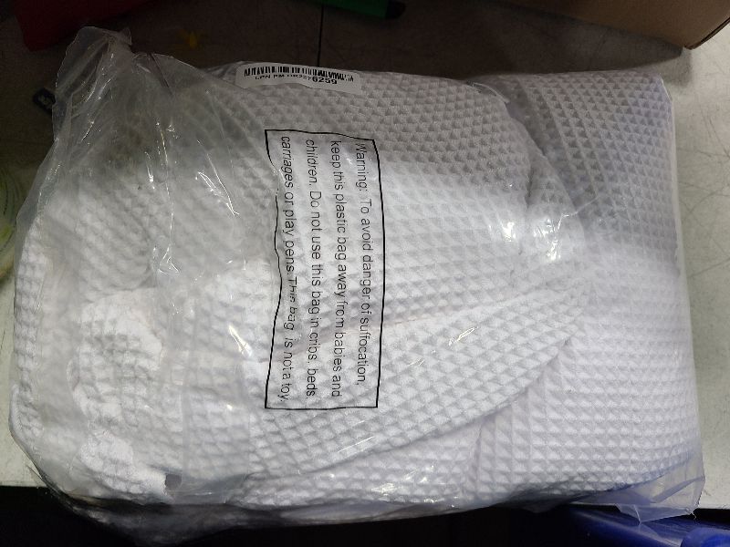 Photo 1 of **MISSING ONE**
POLYTE Microfiber Oversize Quick Dry Lint Free Bath Towel, 60 x 30 in, Set of 2 (White, Waffle Weave) 