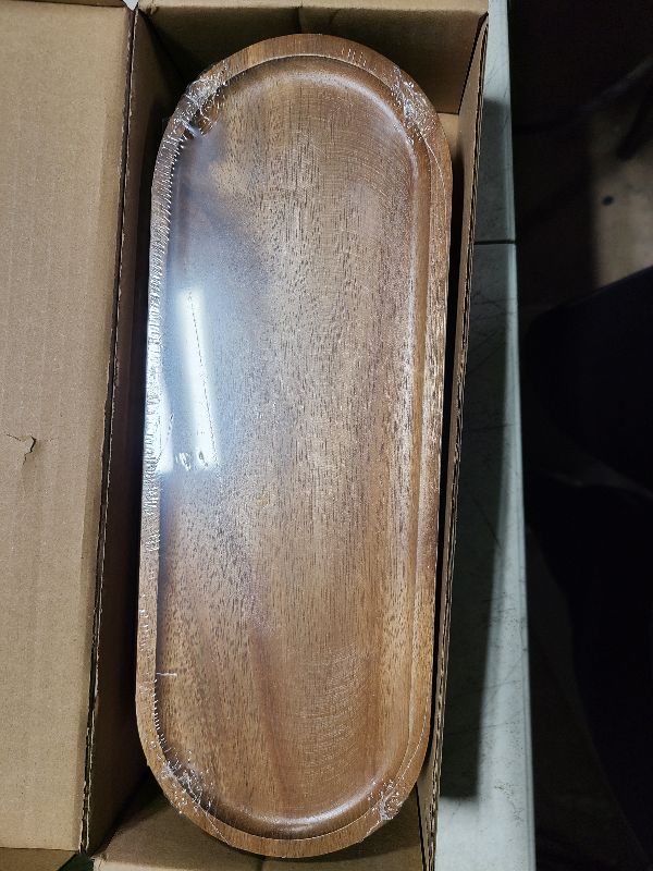 Photo 1 of 4Pack Wood Serving Trays 11.5x4 Inch Charcuterie Boards Oval Wooden Plates Wood Serving Platter Cheese Dinner Plates Bulk for Dessert Snack Bread Fruit Appetizer Dishes