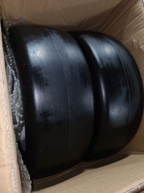 Photo 1 of 2 Pcs 13x5.00-6 Flat Free Tire and Wheel with Reinforced Rim and 3/4" Chrome Steel Bearings, 13x5x6 Lawn Mower Tires for Residential and Commercial, Zero Turn Mower Front Tires, 4.2"-6.2" Centered Hub