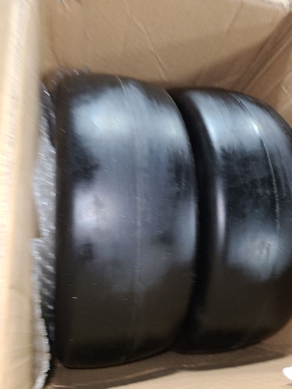 Photo 1 of 2 Pcs 13x5.00-6 Flat Free Tire and Wheel with Reinforced Rim and 3/4" Chrome Steel Bearings, 13x5x6 Lawn Mower Tires for Residential and Commercial, Zero Turn Mower Front Tires, 4.2"-6.2" Centered Hub