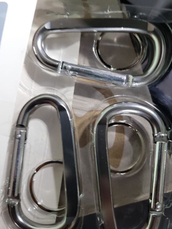 Photo 1 of 6PCS Carabiner Caribeaner Clip,3" Large Aluminum D Ring Shape Carabeaner with 6PCS Keyring Keychain Hook (Grey)