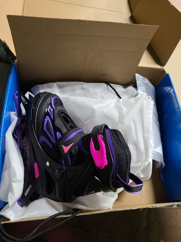 Photo 1 of 2PM SPORTS Vinal Girls and Boys Adjustable Flashing Inline Skates, All Wheels Light Up, Fun Illuminating for Kids and Women - Violet S