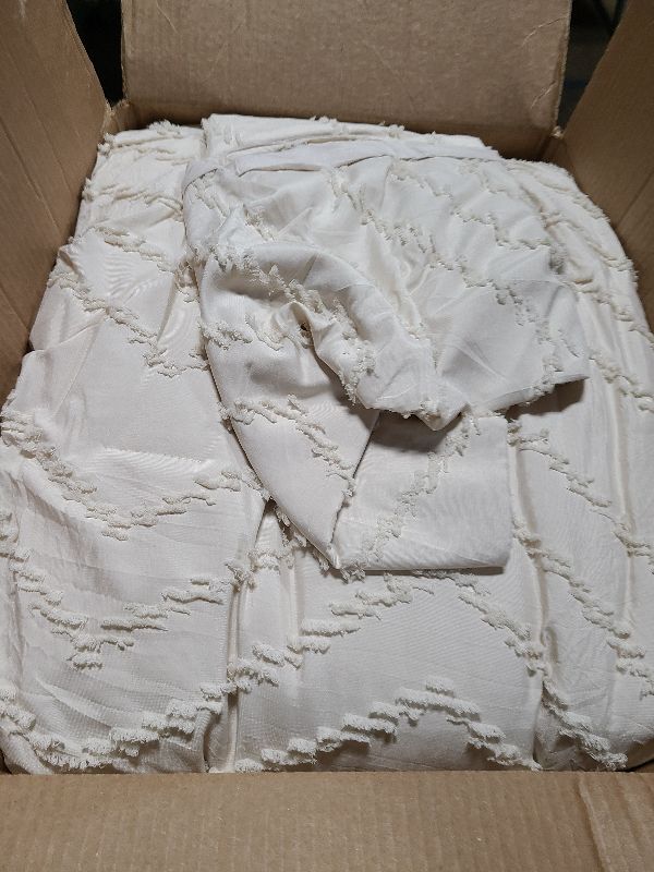 Photo 1 of Andency California King Comforter Set Beige, Boho Cal King Cream Soft Warm Tufted Neutral Bedding Comforter Sets, 3 Pieces Cali King Aesthetic Chevron Farmhouse Cute Bohemian Textured Bedding Set
