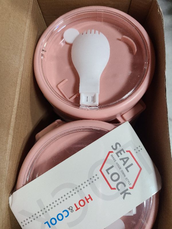 Photo 1 of 4 Pcs Overnight Oats Container with Lids and Spoons, 20 oz Plastic Overnight Oats Jars Large Capacity Airtight Yogurt Container for Milk, Fruit, Cereal and Salad Storage (Pink)