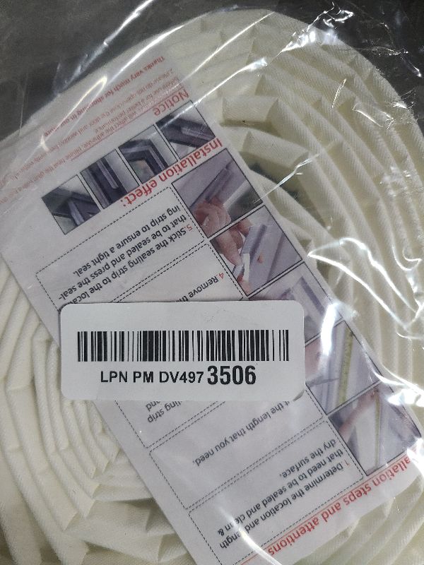 Photo 1 of 196 Inch Window Draft Stopper Foam Seal Strip,Self-Adhesive Door Weather Stripping for Door Frame Seal,Soundproofing Window Insulation for Winter,Door Gap Filler for Noise Blocker,White