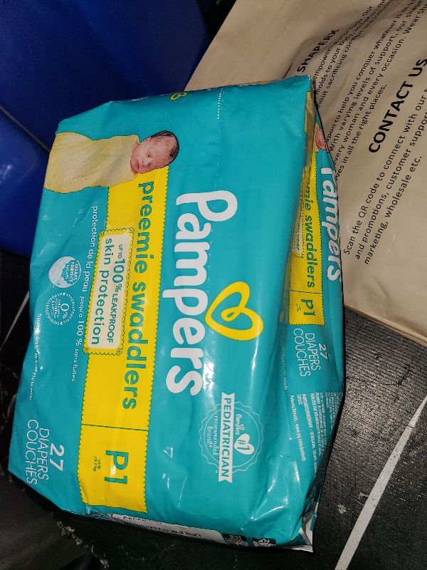 Photo 1 of Pampers Baby Diapers - Swaddlers - Size P1, 27 Count, Ultra Absorbent Disposable Preemie Diaper