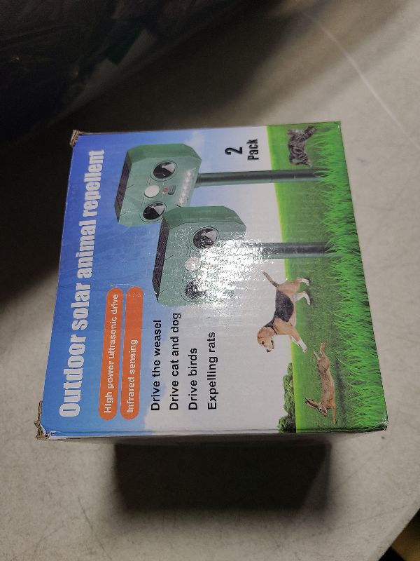 Photo 1 of 2Pack Solar Animal Repellent Ultrasonic Cat Repellent Outdoor Solar Animal Repeller with Motion Detection&LED Flash Lights Deer Repellent Device to Scare Squirrel Raccoon Rabbit Dog Repellent for Yard