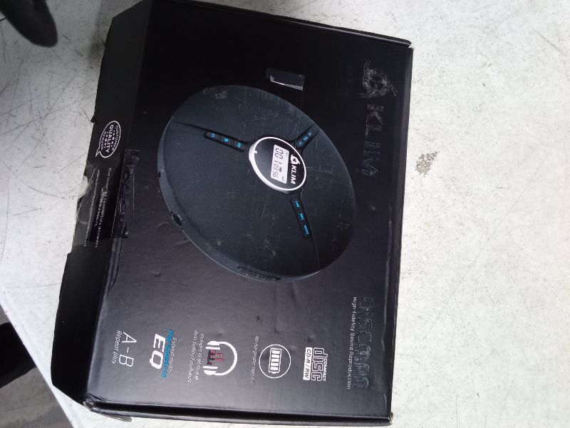 Photo 1 of KLIM Discman Portable CD Player with Headphones, Built-in Battery - New - CD Players for Home, Car - Compatible w/SD Card, CD, CD-R, CD-RW, MP3, WMA - 5 EQ Effects - Walkman CD Player - Black