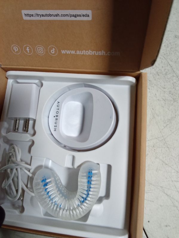 Photo 1 of **MAIN ATTACHMENT IS MISSING**
autobrush Sonic Pro U Shaped Adult Electric Toothbrush with Unique 360° Nylon Bristles, 3 Cleaning Modes, Ultrasonic LED Lights, Rechargeable, Waterproof (Double-Sided, White)