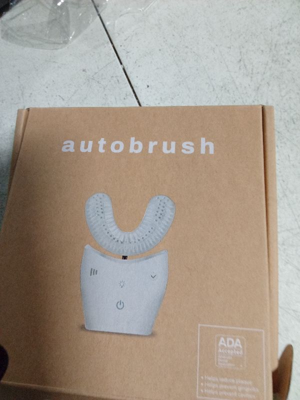 Photo 1 of **MAIN ATTACHMENT IS MISSING**
autobrush Sonic Pro U Shaped Adult Electric Toothbrush with Unique 360° Nylon Bristles, 3 Cleaning Modes, Ultrasonic LED Lights, Rechargeable, Waterproof (Double-Sided, White)
