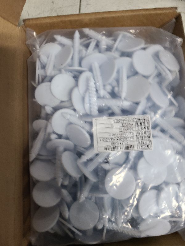 Photo 1 of 1 3/8 '' Vapor Barrier Christmas Tree Fasteners for Crawlspace Poly Liners Encapsulations Covers White Push Plastic Foam Board Fasteners (150 Pcs)