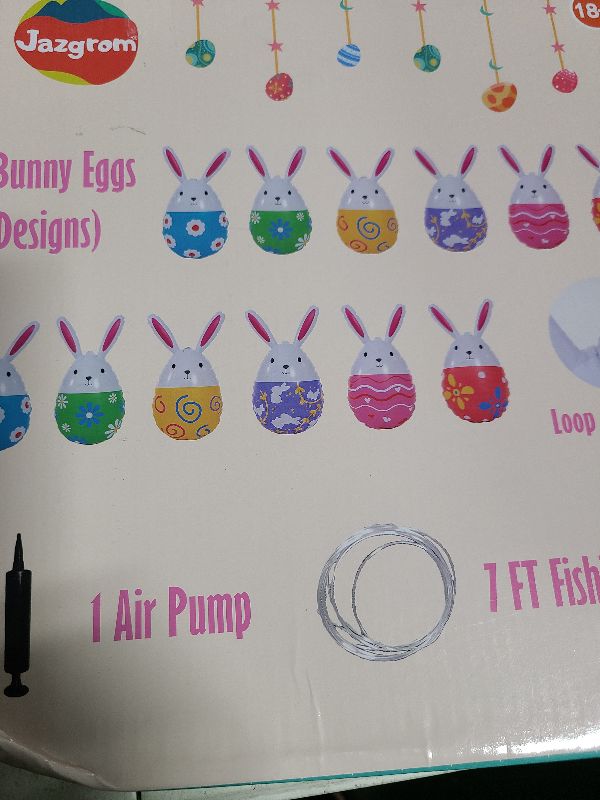 Photo 1 of 12 Pcs Inflatable Easter Eggs 16 inch Easter Decorations Outdoor Indoor Blow up Bunny Colorful Decor PVC Ornaments for Lawn, Garden, Party