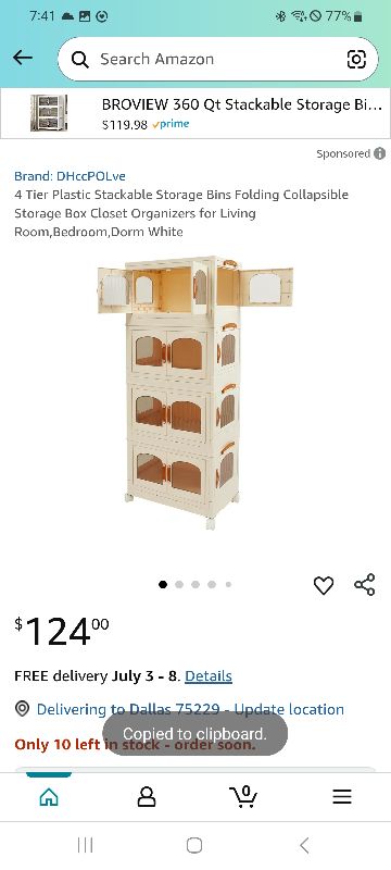 Photo 1 of 4 Tier Plastic Stackable Storage Bins Folding Collapsible Storage Box Closet Organizers for Living Room,Bedroom,Dorm White