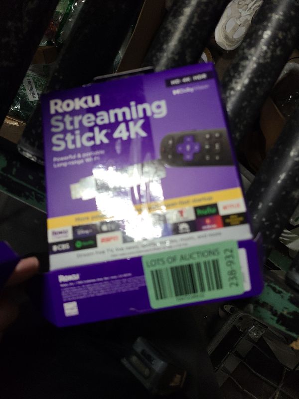 Photo 1 of Roku Streaming Stick 4K - HDR & Dolby Vision Roku Streaming Device for TV with Voice Remote & Long-Range Wi-Fi - Free & Live TV