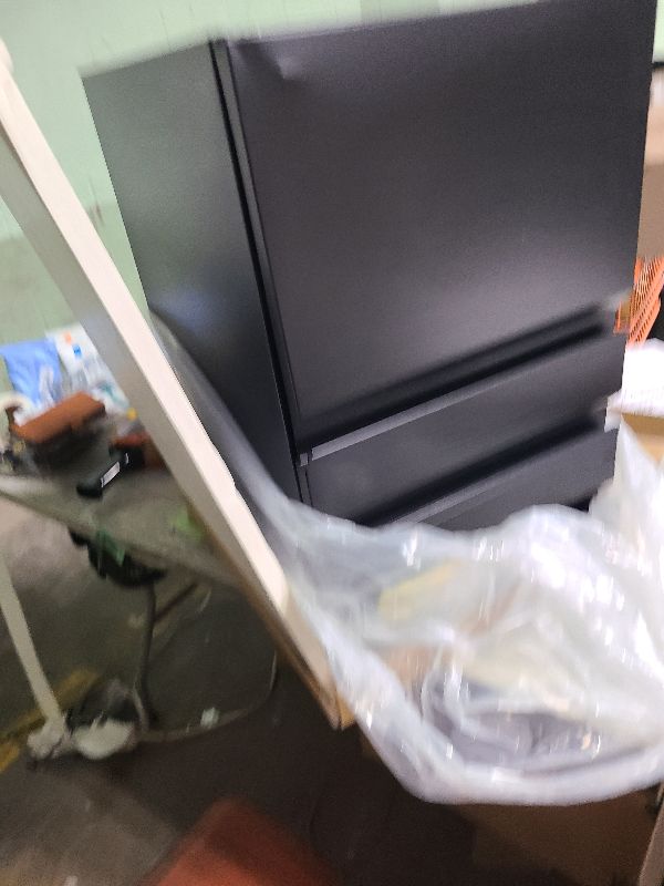 Photo 1 of 3 Drawer Mobile File Cabinet with Lock, Rolling Filing Cabinets for Home Office, Under Desk Small File Cabinet Three Drawers for Legal/Letter/A4 File, Black - Assembly Required