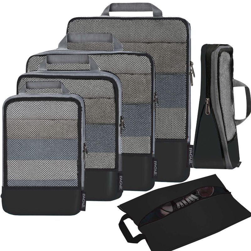 Photo 1 of ** ONLY 5 **
BAGAIL 6 Set Compression Packing Cubes Travel Accessories Expandable Packing Organizers (Half Mesh, 6-Black)