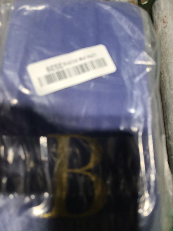 Photo 1 of 100 Pack Navy Blue Monogrammed Napkins with Letter B, Gold Foil Initial for Wedding Reception, Engagement Party (4.3 x 7.75 Inches)