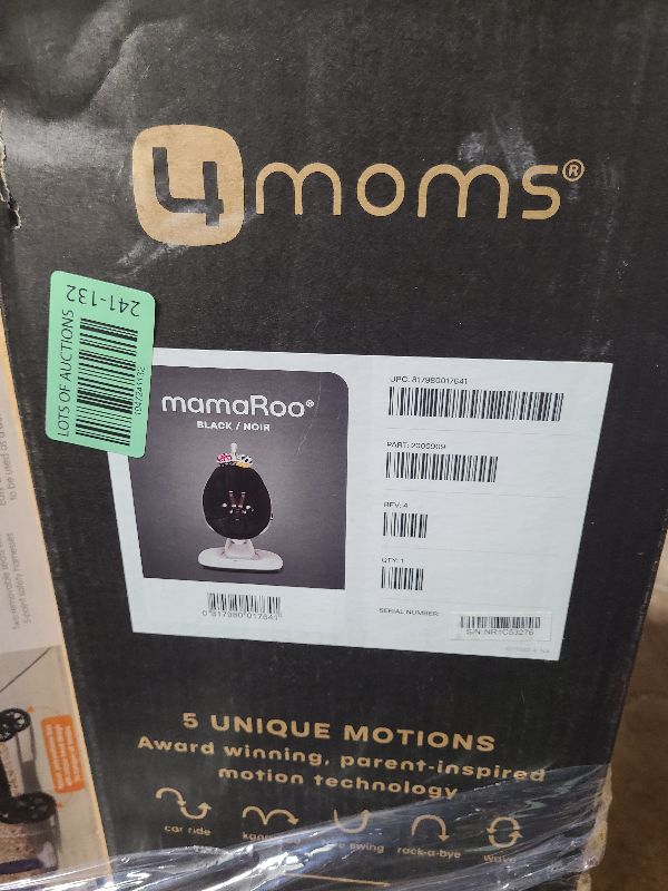 Photo 1 of 4moms MamaRoo Multi-Motion Baby Swing, Bluetooth Enabled with 5 Unique Motions, Black