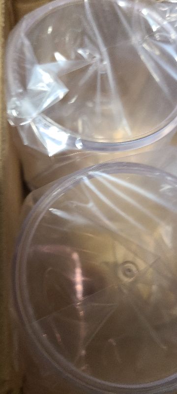 Photo 1 of 4 Pack Qtip Holder Dispenser with Bamboo Lids - 10 oz Clear Plastic Apothecary Jar Containers for Vanity Makeup Organizer Storage - Bathroom Accessories Set for Cotton Swab, Ball, Pads, Floss