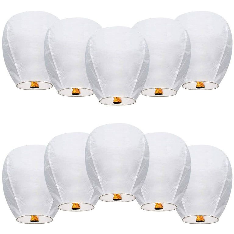 Photo 1 of 10 Packs Handmade Chinese Lanterns Holiday Decorations, White Decorat Lanterns Chinese Paper Lanterns New Year Decorations ,Wishes for Celebrations, Birthday Parties, Weddings, Anniversaries