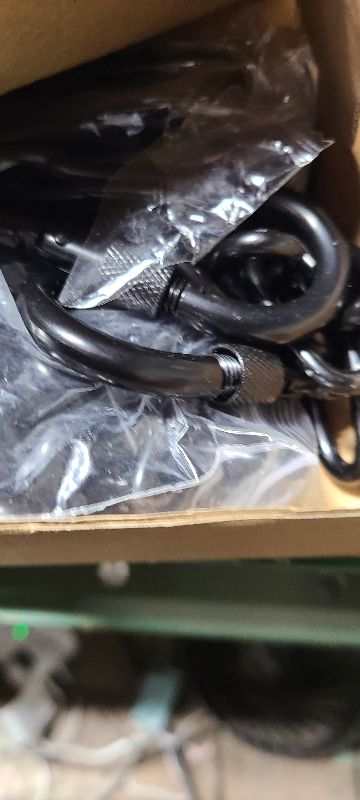 Photo 1 of 2 Pack 44in Hanging Chair Chain with 4 Carabiners, 500LB Capacity Hanging Kits Heavy Duty Hanging Chair Hardware for Hammock Swing Punching Bags Sandbag Indoor Outdoor Yoga Gym (Black)