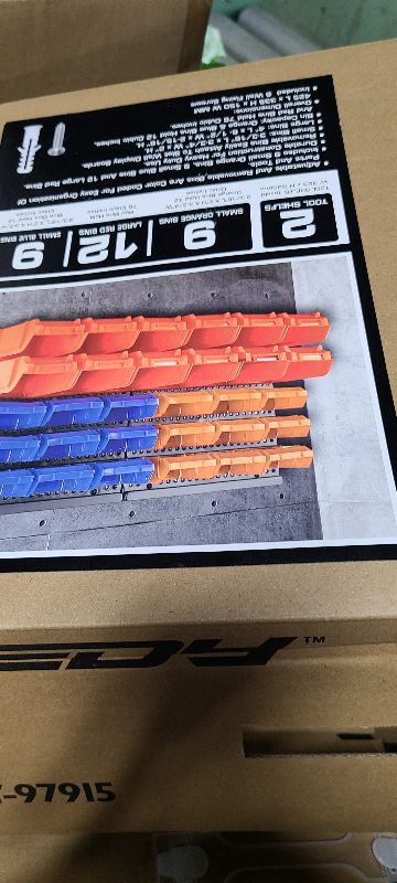 Photo 1 of 30-Bin Wall-Mounted Storage Rack System - Heavy-Duty Garage Tool Organizer for Screws, Nuts, Bolts, Nails, Beads, and Small Hardware Parts - Easy Installation and Customizable Red Blue Orange