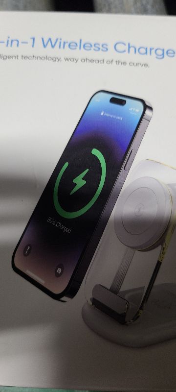 Photo 1 of 2025 Traveling Wireless Mag-Safe Fast Charging Station,Magnetic 3 in 1 Charger with Light for iPhone 16 15 14 13 12 Pro Max Plus,Apple Watch Series & Air pods 4 3 2 Pro-Gifts for Wife & Husband(Blue)