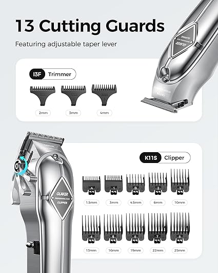 Photo 1 of GLAKER Hair Trimmer for Men - Professional Clippers and Trimmers Set, Cordless Clippers for Hair Cutting, Rechargeable Barber Kit with T Blade Liner and Complete Guards Set for Men's Grooming