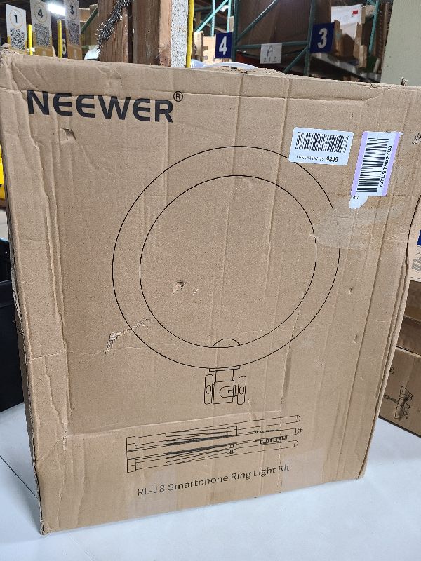 Photo 3 of NEEWER Ring Light 18inch Kit: 55W 5600K Professional LED with Stand and Phone Holder, Soft Tube & Bag for Tattoo Lash Extension Barber Makeup Artist Studio Video Photography Lighting, RL-18