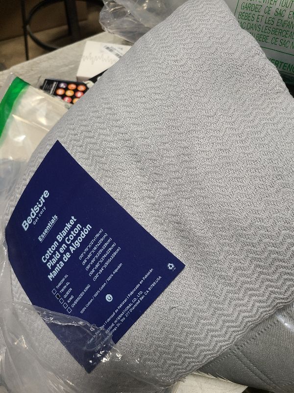 Photo 1 of Bedsure 100% Cotton Blanket Twin XL Size for Bed - Breathable and Lightweight, Soft Cozy Textured Herringbone Woven Blanket for Summer Spring, Grey, 66x90 inches