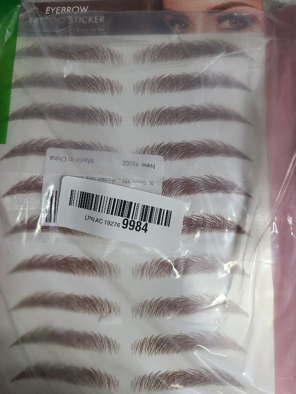 Photo 1 of 20 Sheets 196 Pairs Eyebrow Tattoo Sticker Waterproof 4D Hair-Like Natural Fake Tattoo Eyebrows Transfers Stickers Peel Off Brows Grooming Shaping Makeup Sticker for Women Girls, Brown