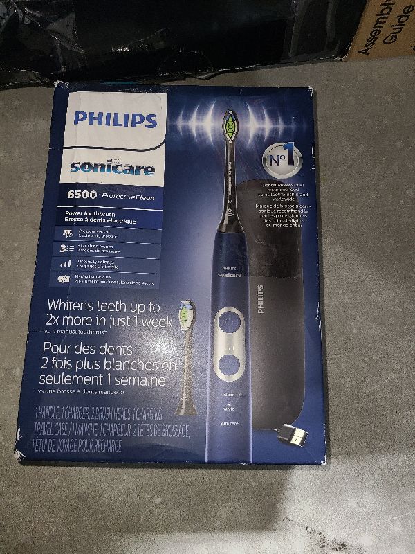 Photo 1 of Philips Sonicare ProtectiveClean 6500 Rechargeable Electric Toothbrush, with Pressure Sensor, 3 Cleaning Modes, SmarTimer and QuadPacer, 14-Day Battery Life, Charging Travel Case, Navy Blue, HX6462/07