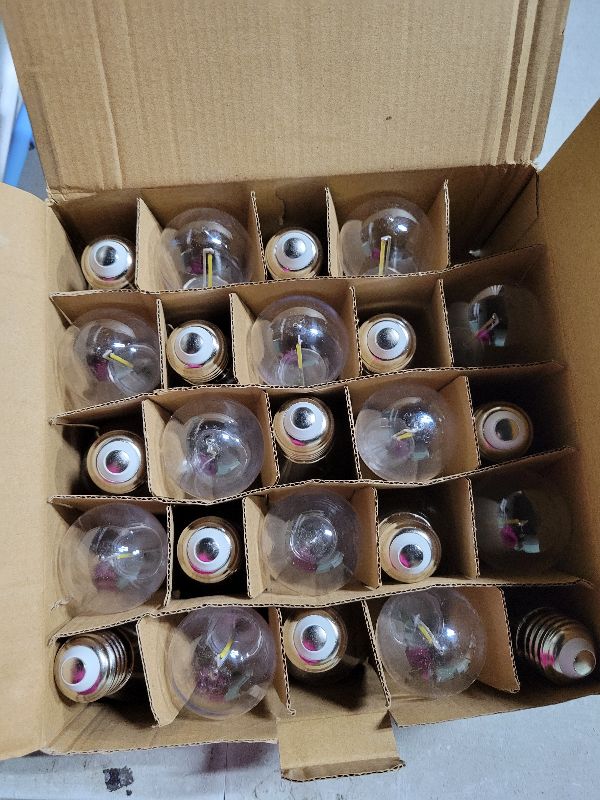 Photo 1 of 25-Pack S14 LED Bulb String Light Bulbs 7 Watt Equivalent Equivalent Daylight White 6000K 0.65W E26 LED Edison Replacement Light Bulbs for Indoor Outdoor String Lights, Clear Plastic, 120V