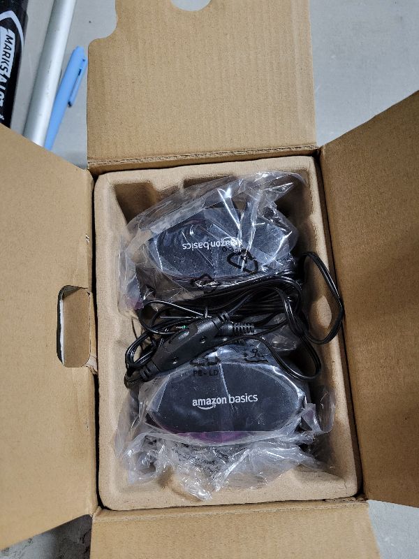 Photo 1 of Amazon Basics Stereo 2.0 Speakers for PC or Laptop, 3.5mm Aux input, USB-Powered, 1 Pair, Black