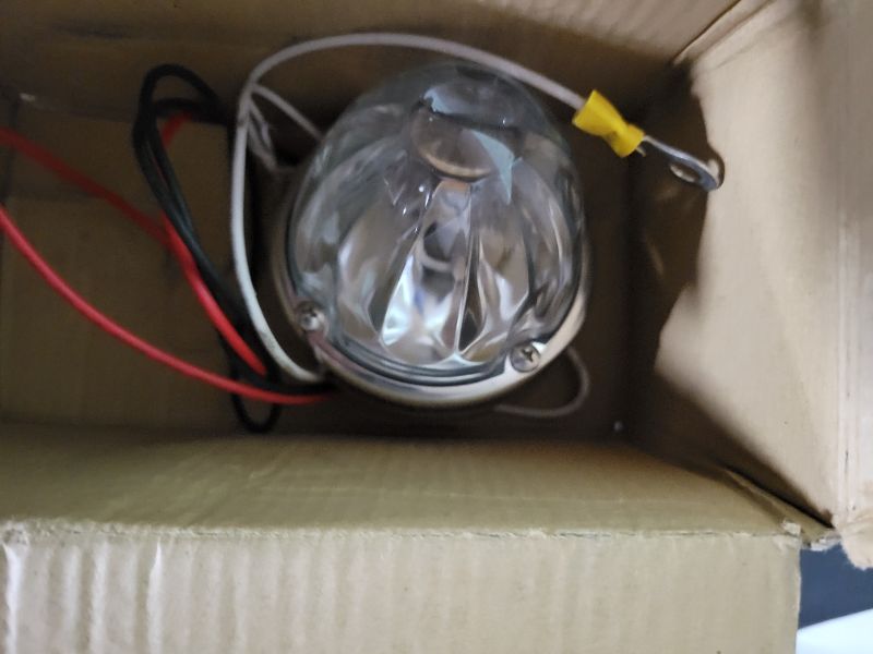 Photo 1 of Partsam 2Pcs Glass Watermelon Lights [Patent Pending] Clear Lens Blue LED Side Marker Clearance Lights with Bezel Replacement for Kenworth Peterbilt Freightliner Trucks(missing one )