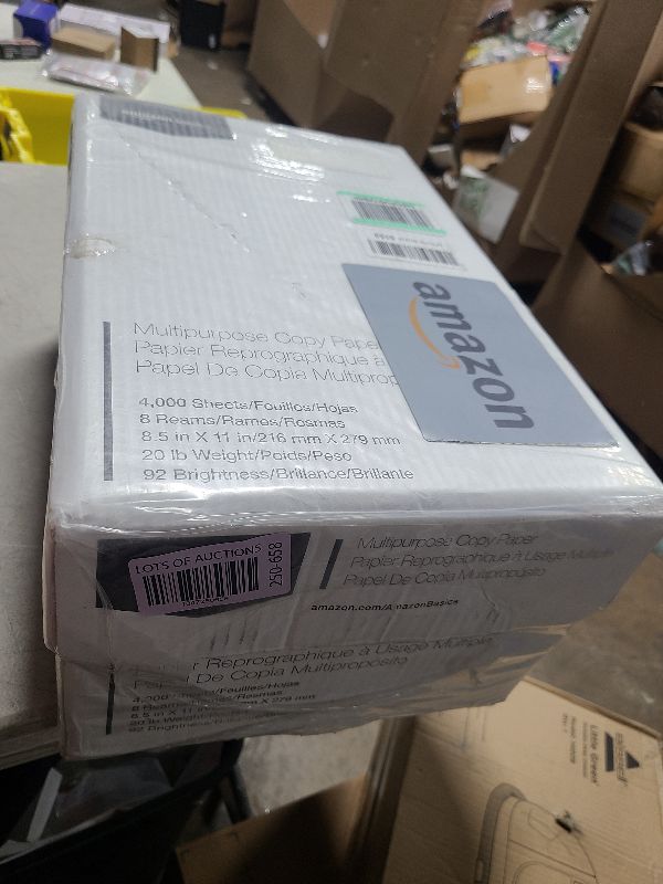 Photo 1 of Amazon Basics Multipurpose Copy Printer Paper, 8.5" x 11", 20 lb, 8 Reams, 4000 Sheets, 92 Bright, White