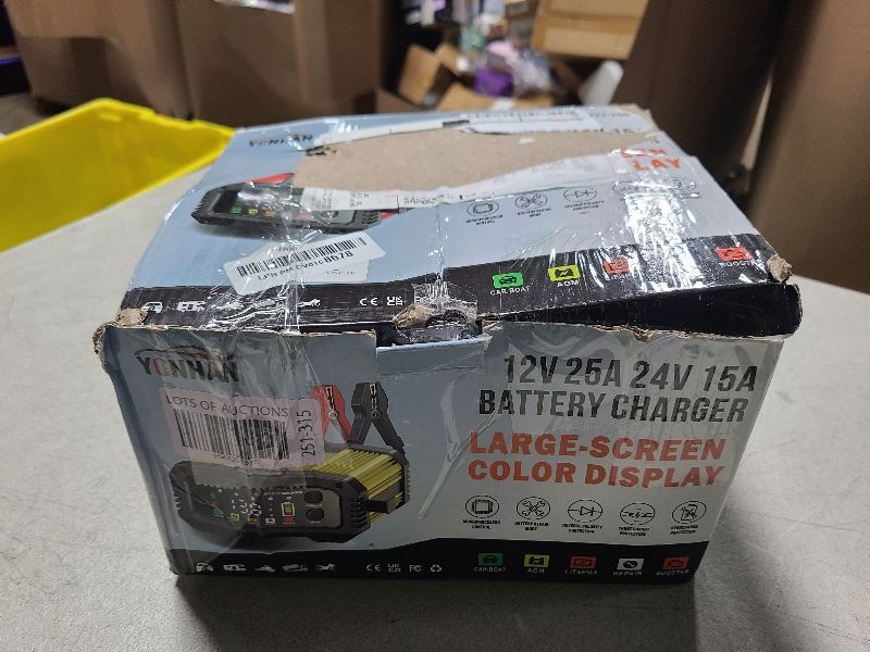 Photo 1 of YONHAN 25Amp 12V/24V Smart Battery Charger – 5-Level Current, Booster Mode, LiFePO4 & Lead Acid Compatible, with Repair Function