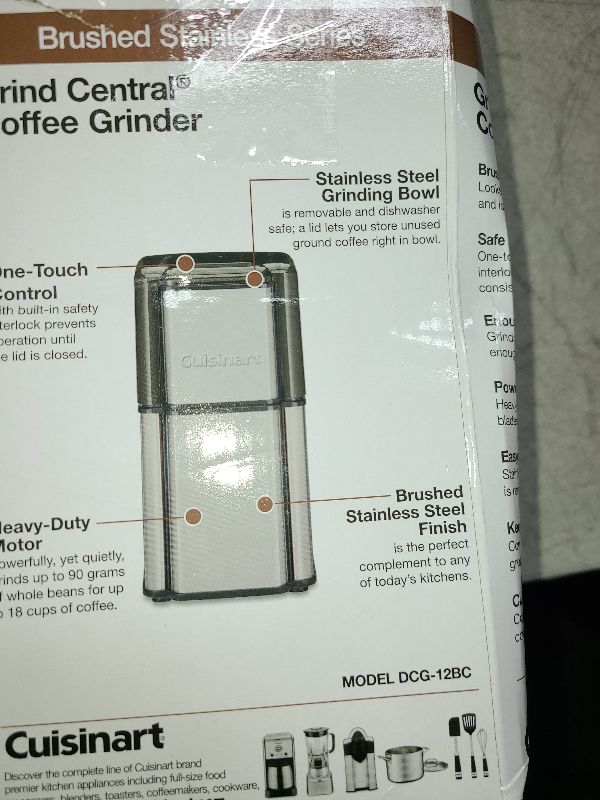 Photo 1 of Cuisinart DCG-12BC Grind Central Coffee Grinder, Blade, Silver