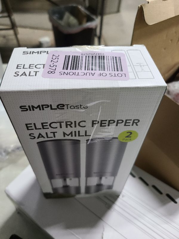 Photo 1 of SIMPLETASTE Electric Salt and Pepper Grinder Set, Automatic One Handed,Stainless Grinders with Lights and Adjustable Coarseness,Battery Operated