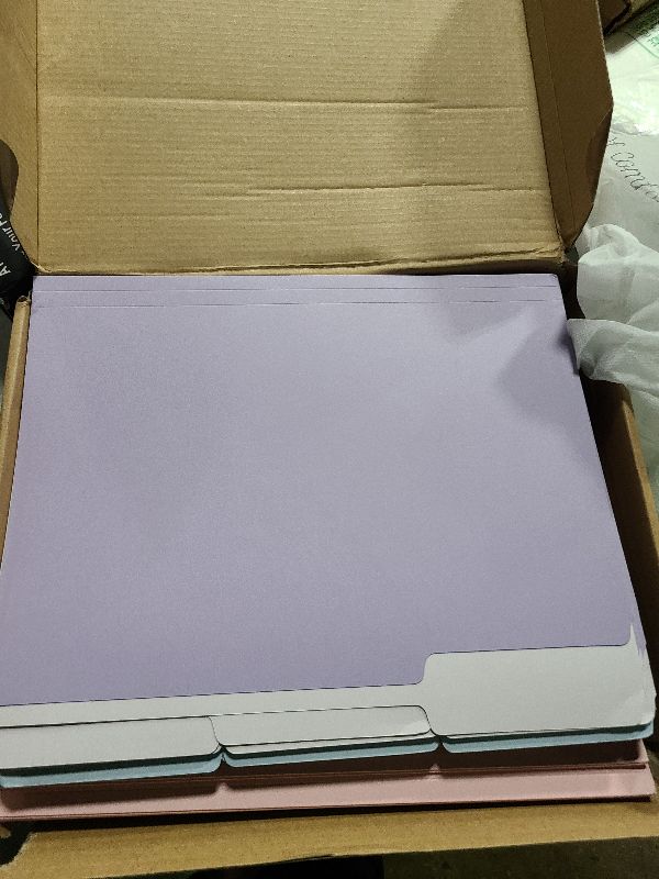 Photo 1 of SUNEE File Folders Letter Size 10 Pastel Colors, 100 Pack Manilla Folders 8.5 x 11 1/3-Cut Tabs, Colored File Folders Office Home School for Documents Files Paper