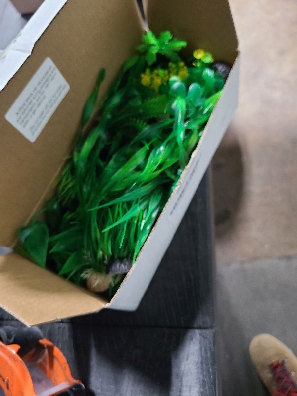 Photo 1 of Ameliade Aquarium Artificial Green Plastic Plants Decorations 26 PCS Large Fish Tank Accessories Goldfish Betta Tank Decor