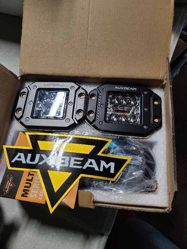 Photo 1 of Auxbeam 5 Inch Flush Mount Led Light Pods, Amber Flush Mount Bumper Fog Lights 6 Modes Strobe Cube Pod Light Bar Yellow Spot Flood Offroad Driving Ditch Lights for Truck Jeep Car ATV