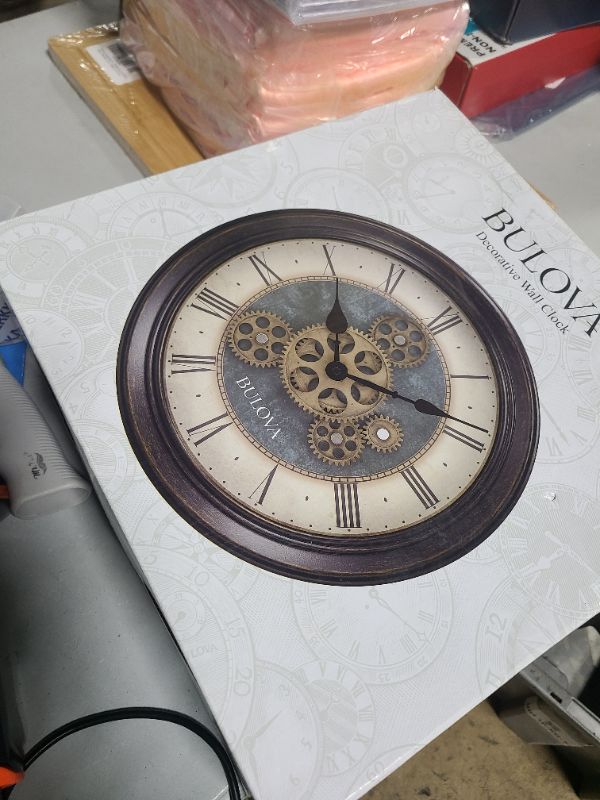 Photo 1 of Bulova Industrial Motion Wall Clock, 12.8, Aged Black