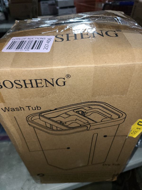Photo 1 of BOSHENG Mop and Bucket with Wringer Set, Hands Free Flat Floor Mop and Bucket, 3 Washable Microfiber Pads Included, Wet and Dry Use, Home Floor Cleaning System for All Floor Types and Windows