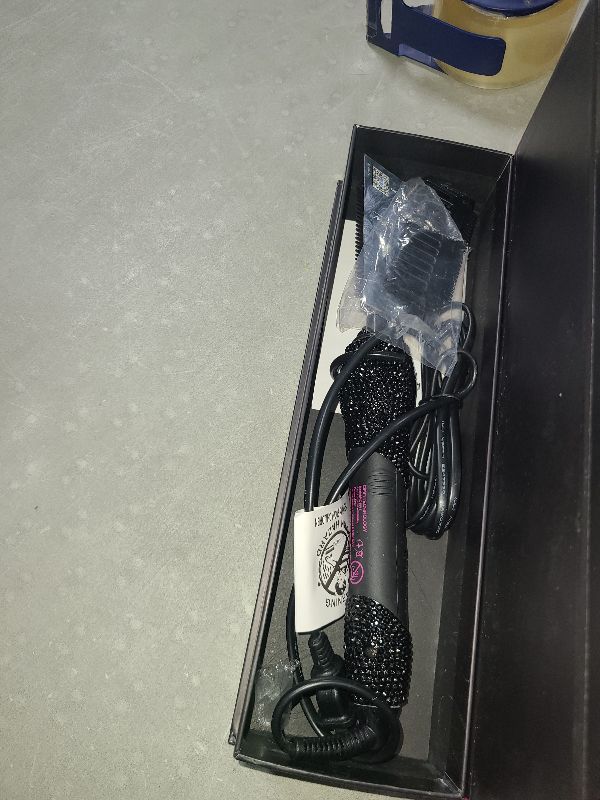 Photo 1 of 180?-500? Temperature Range Electric Hair Straightener Comb, Bling Diamond Design, 60 Min Auto-Off & 7 Heat Settings, Black, Professional for Wigs and Natural Hair