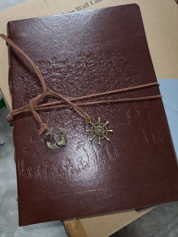 Photo 1 of AIOR Photo Album Scrapbook, Vintage Leather Scrapbook Album, 11 x 8.3 Inches 60 Black Pages Refillable with Photo Corners, Wedding Anniversary Valentines Day Gifts for him her (Love Tree)