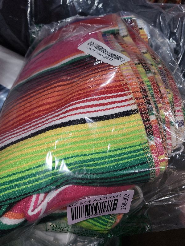 Photo 1 of 6 Pack Mexican Table Runners 14” x 84” Rainbow Colors Large Boho Mexican Theme Party Decoration for Cinco de Mayo Fiesta Party 6 Serape Table Runner (14” x 84”)
